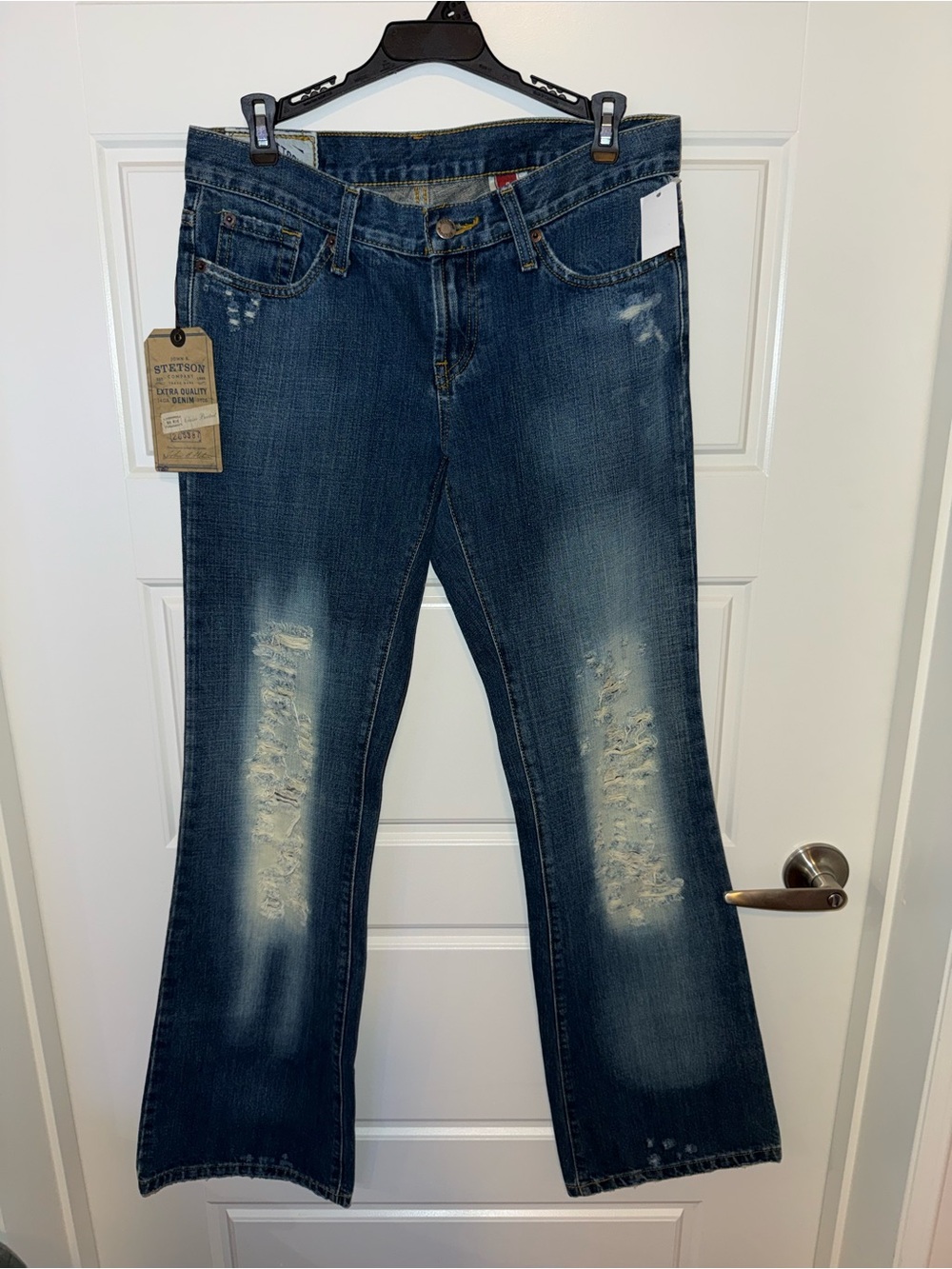 Stetson Blue Distressed Flare Jeans
